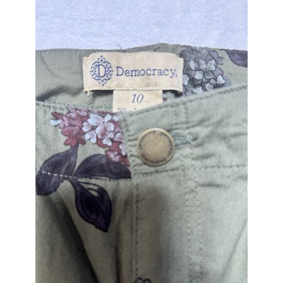 Democracy Flex-ellent Floral Print Utility Cargo Pants, Military Green Size 10 - Picture 2 of 5